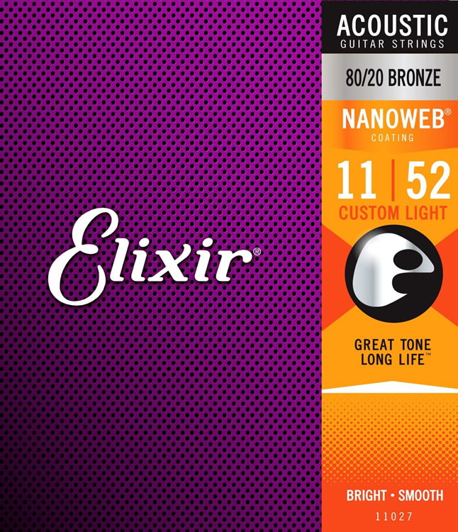 Elixir NANOWEB 80/20 Bronze #11027 .011-.052 Custom Light